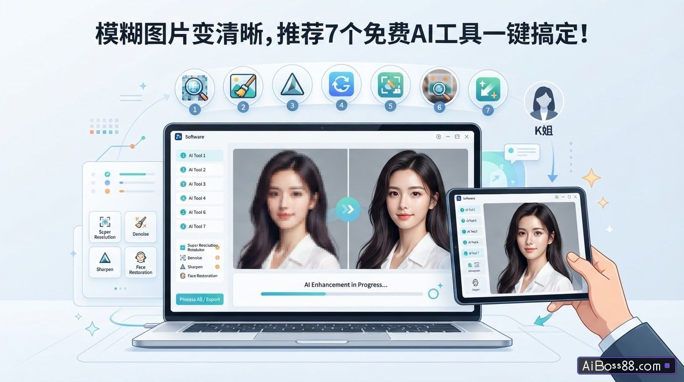 模糊图片变清晰，推荐7个免费AI工具一键搞定！